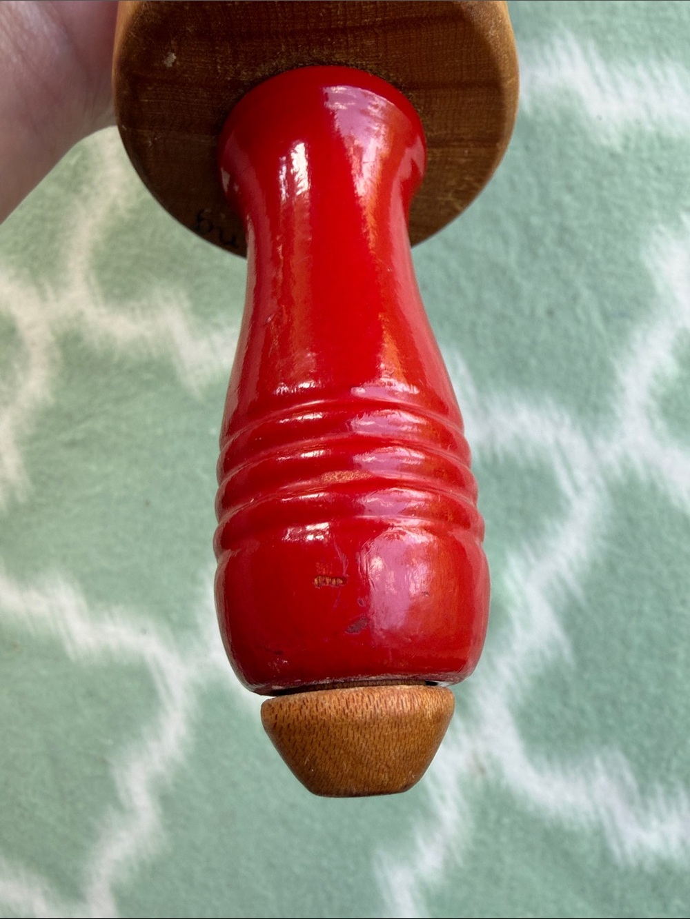 Vintage Munising Red Handle Hard Maple Wooden Rolling Pin - Excellent Condition - Picture 3 of 10